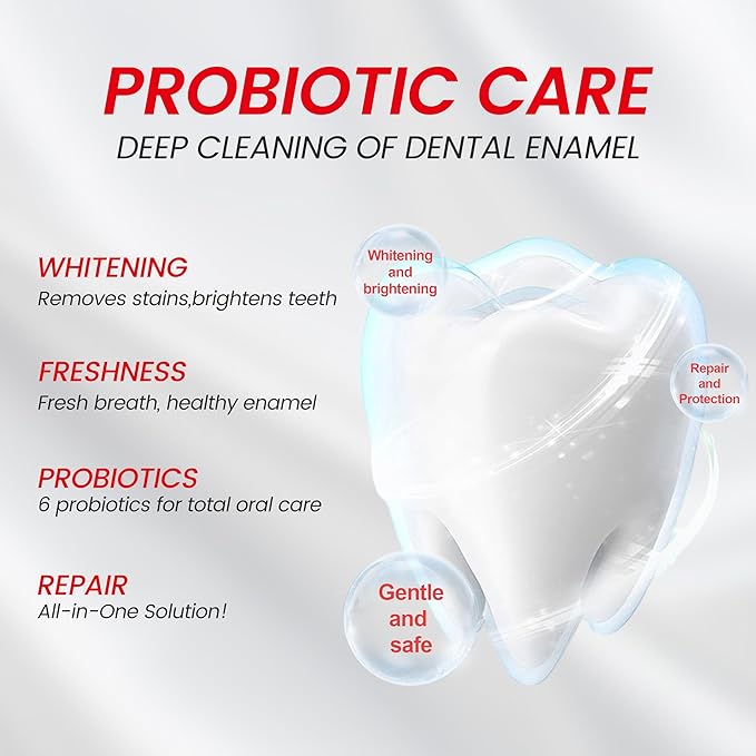 SP-6 Probiotic Whitening Toothpaste - Enhanced Formula with 6 Probiotics for Teeth Whitening and Gum Health - Enamel-Safe, Fluoride-Free, Fresh Mint Flavor, 4.6oz (2)