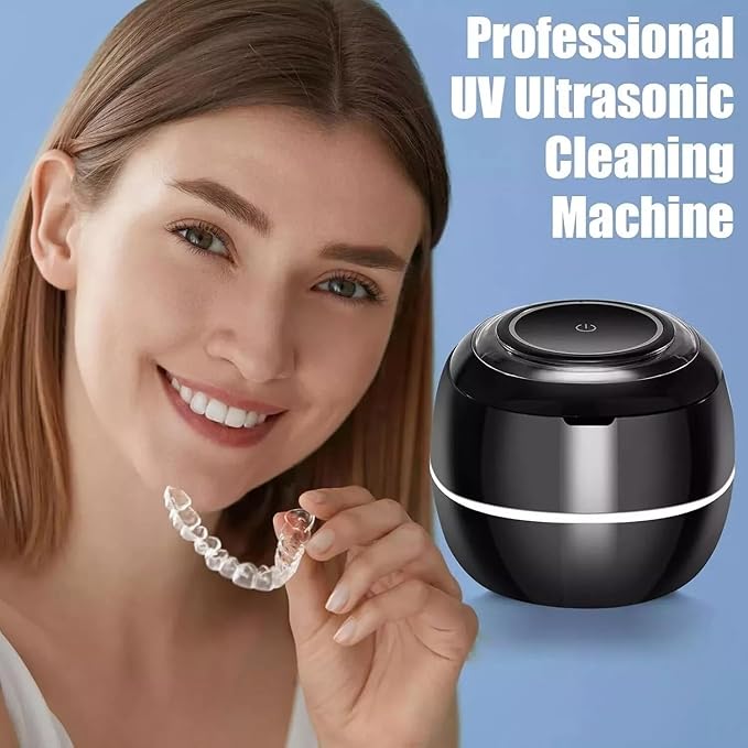 Ultrasonic UV Denture Cleaning Case, Upgraded Ultrasonic Retainer Cleaner Machine, Retainer Cleaner Machine for Night Guards, Braces, Aligner, Toothbrush, Jewelry and More (White)