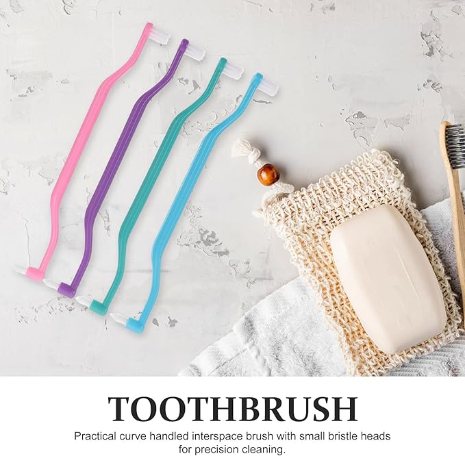 Double-Headed Interdental Toothbrush Set 4pcs Compact Tapered Brushes for Deep Cleaning Teeth Gaps Home Oral Care Tools for Braces and Daily Use