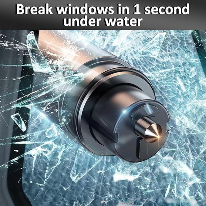 Safehammer - 2025 Upgraded Safe Hammer Glass Breaker Under Water, Car Hammer Seatbelt Cutter Window Breaker Emergency Escape Tool,Free Antiskid, Safehammer Glass Breaker for New Cars (2PCS)