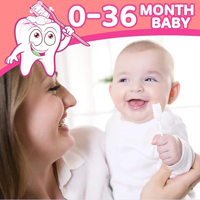 EASICUTI Baby Tongue Cleaner, 42Pcs Disposable Infant Toothbrush, Gauze Gum Cleaner Baby Oral Cleaning Stick Dental Care for 0-36 Months + Free 1 Finger Toothbrush