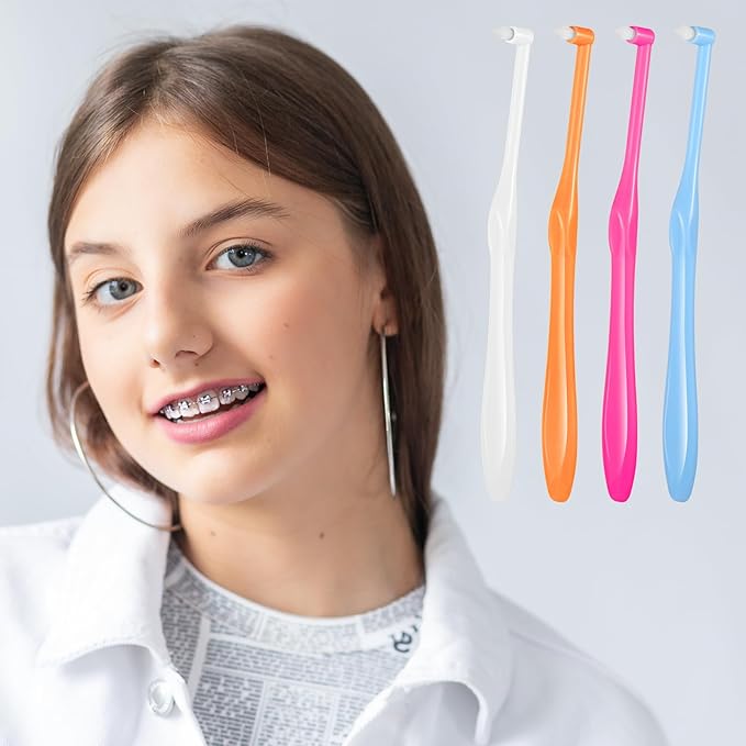 6 Pcs End Tuft Toothbrushes End Tuft Brush Single Tufted Toothbrush Tufted Tooth Brush Soft Interdental Interspace Brushes Trim Toothbrush for Detail Cleaning