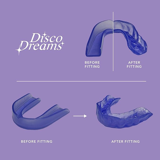Disco Dreams 2 Pack Customizable Night Guard - Nighttime Relief from Teeth Grinding, at Home Fitting Experience for Nighttime Teeth Grinding & Clenching (Adult, Purple)