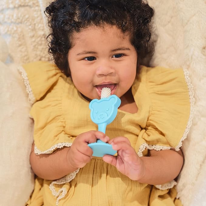 oogiebear Infant-to-Toddler Training Teether Toothbrush - 0-2 Years - 360° Soft Silicone, Promotes Safe Brushing, Baby & Kids Health - Teddy Bear Design Oral Care - 1 Unit