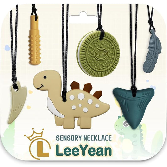 Chew Necklaces for Sensory Kids, Chewy Necklace Sensory Toys for Autism, ADHD, SPD, Reduces Chewing Fidgeting, Silicone Oral Motor Therapy Toys for Boys, Girls (6 Pack)