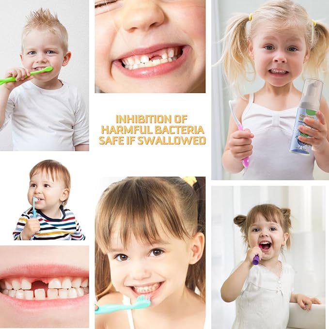 Foam Toothpaste Kids 2PCS, Toddler Toothpaste Cavity Protection, Clean and Whitening, 360ºCare, Portable, Kids Foam Toothpaste with Fluoride for Electric & U-Shape Toothbrushes (Blueberry)