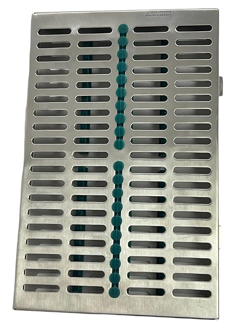 ArtLab-Dental Instrument Sterilization Cassette Rack Box (for 20 Pieces) for Dental Instruments Organizer and Dental Hygiene Sterilization Cassettes Rack Box (20 Slot -Green)