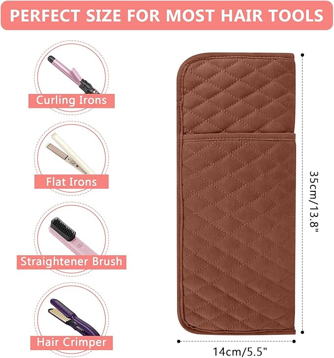 Heat Resistant Hair Tools Organizer Bag Portable Travel Storage Cover Case for Hair Straighteners, Curling Irons, Flat Irons and Hot Styling Tools(13.8" x 5.5")