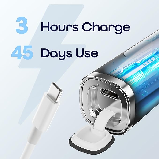 7AM2M Sonic Electric Toothbrush for Adults High Power Rechargeable Toothbrushes with 6 Brush Heads,5 Adjustable Modes, Built-in 2-Minute Smart Timer,3 Hours Fast Charge for 45Days Matte Black
