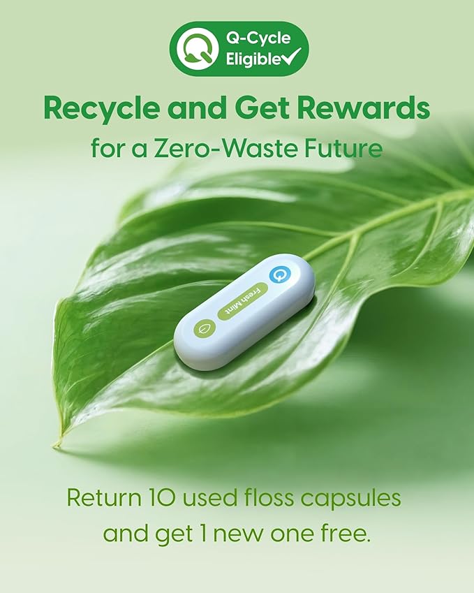 C1S Reusable Flosser Set, Auto-Restringing Flosser with Replaceable Floss Capsule, Multi-Hygiene, Portable Travel Floss, Recyclable Zero Waste, Unflavored(Wave Blue)