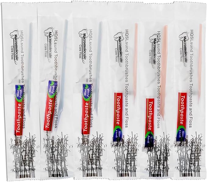 100 Pack Disposable Toothbrushes with Toothpaste Floss Individually Wrapped, 2 Color Toothbrush,10g Toothpaste,Floss Pick,Bulk Toothbrush Kit for Homeless,Airbnb,Hotel,Guest