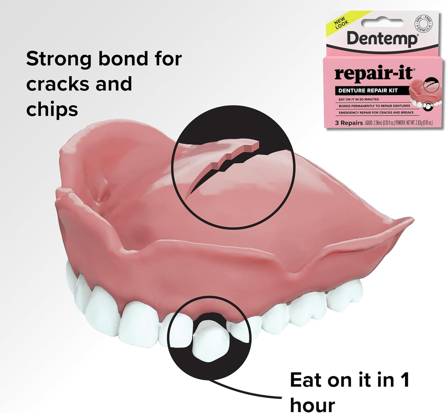 Dentemp Repair Kit - Repair-It Advanced Formula Denture Repair Kit (Pack of 2) - Repairs Broken Dentures, Mends Cracks and Replace Loose Teeth