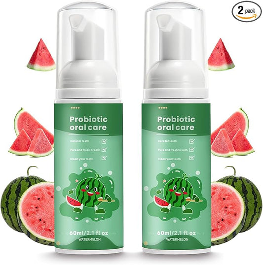 Kids Foam Fluoride Free Toothpaste with Watermelon Mint Flavor, Toddler Natural Teeth Deep Cleaning Toothpaste for U Shaped Toothbrush