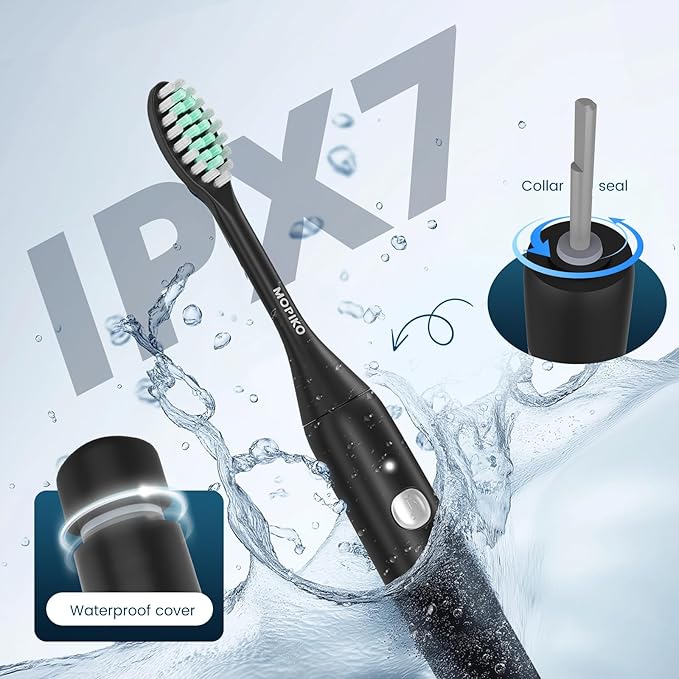 Sonic Electric Toothbrush for Adults - Type C Rechargeable Portable 3 Modes Black Sonic Electric Toothbrush with Travel Kit
