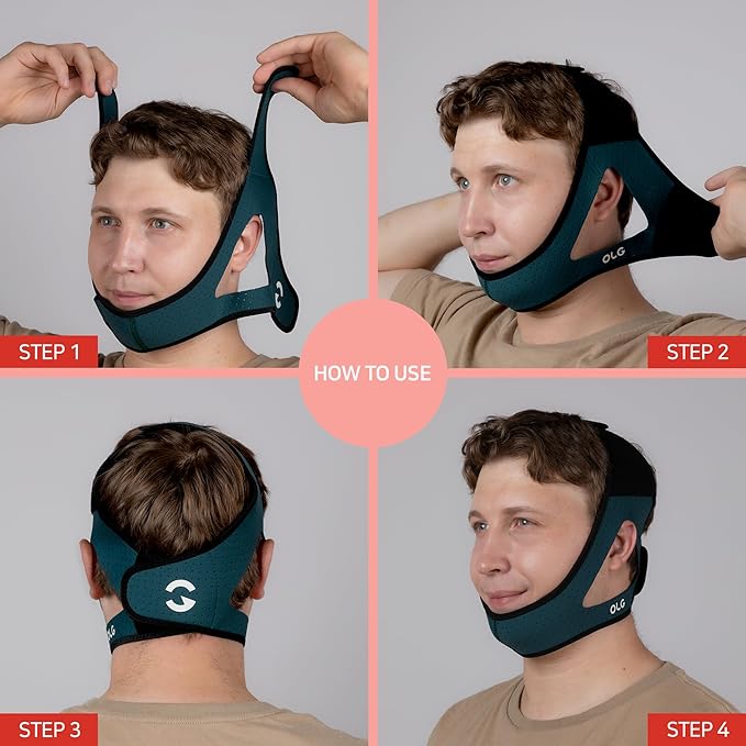 OLG Snore Stopper Chin Strap for Men CPAP Compatible Jaw Support Breathable Mesh – Anti Snoring Device