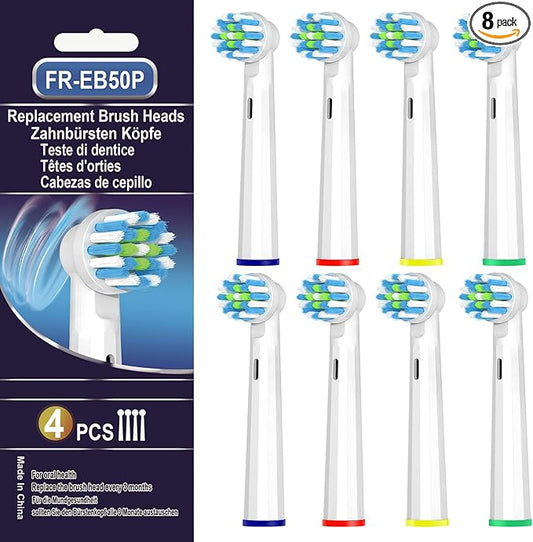 Replacement Toothbrush Heads for Oral B Pro 1000 Replacement Heads,Braun Replacement Brush Heads Refill Compatible with Genius X,Smart 1500,Pro 5000,8 Count,White