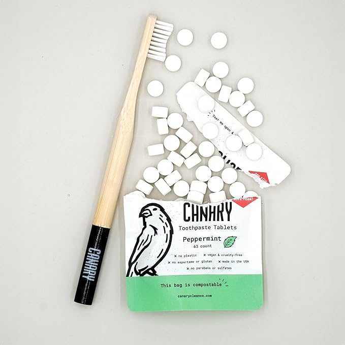 Canary Nano Hydroxyapatite Toothpaste Tablets Peppermint - Remineralizing, Fluoride Free, All Natural Tabs with Xylitol - Great for Travel, Plastic Free - 189 Count