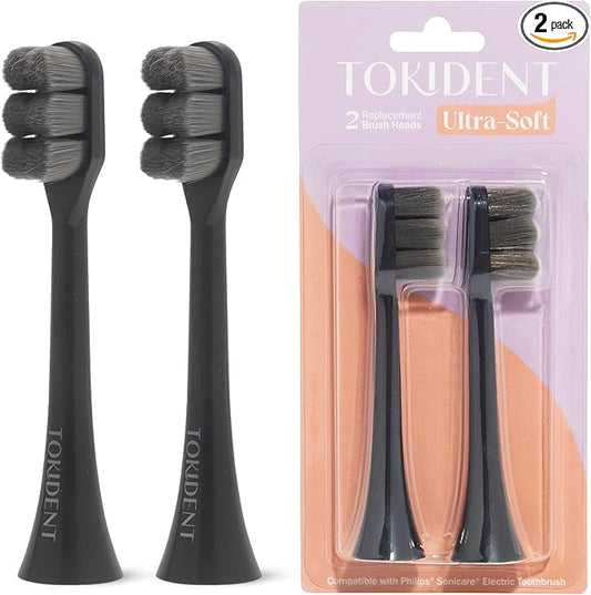 Replacement Brush Heads for Philips Sonicare Electric Brush - Ultra Soft Toothbrush Heads for Sensitive Teeth & Gums - Replacement Head with 10,000 Wave Cut Nano Bristles - 2 Pack - Stealth
