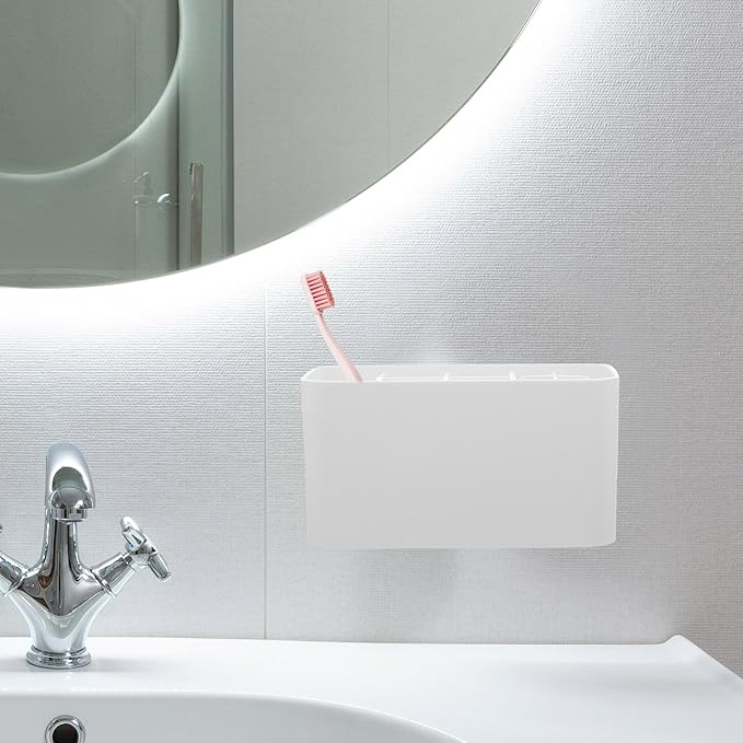 Healifty Toothbrush Holders for Bathroom - Electric Toothbrush Holder Wall Mounted with 6 Toothbrush Slots, 4 Electric Toothbrush Slots & 1 Toothpaste Slots - Large Capacity Bathroom Organizer