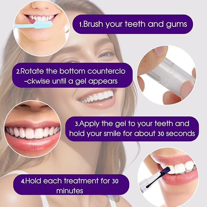 3Pcs Teeth Whitening Pen, Teeth Whitener Pen Gel Effective Tooth Whitening Pens Kit for Stain Removal, Friendly, Painless, Low Sensitivity, Portable for Home Use