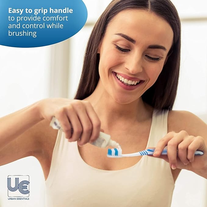 Urban Essentials Bulk Toothbrush(50) Bulk Toothpaste(50) Pack with Covers Premium Quality Individually Wrapped Colorful Toothbrushes Medium Soft Toothbrush Hygienic Cap for Donations, Travel, Hotels