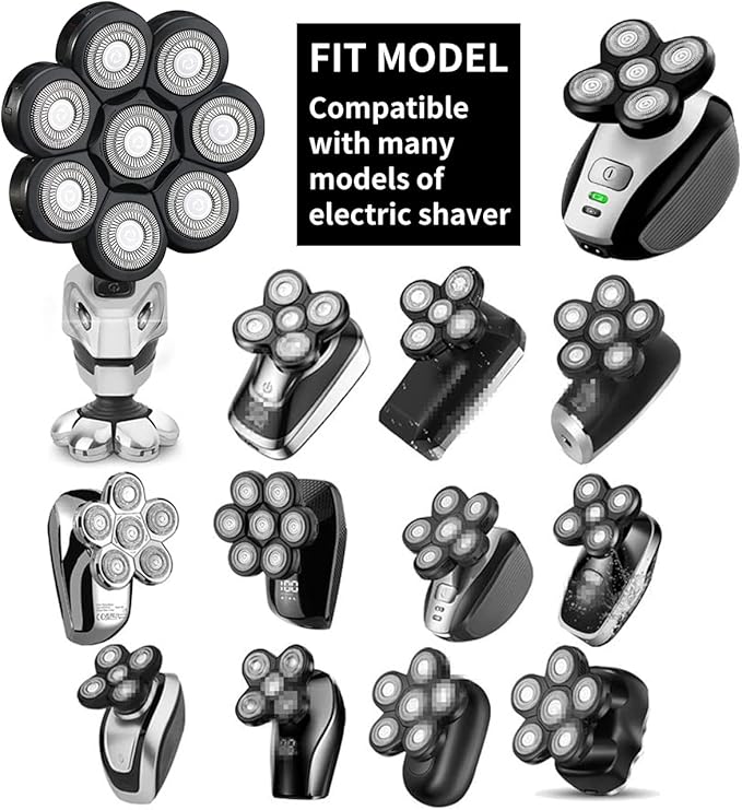 8 Blade Replacement Heads Electric Razor Shaver (8D Black)