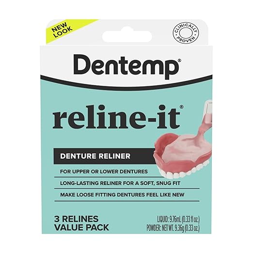 Dentemp Denture Reline Kit Value Pack - Advanced Formula Reline It Denture Reliner - Denture Kit to Refit and Tighten Dentures for Both Upper & Lower Denture (3 Relines)