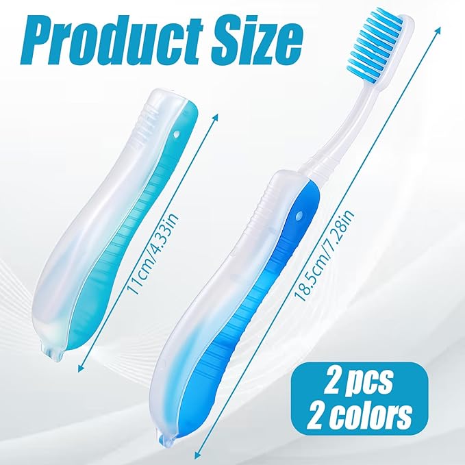 2 Packs Travel Toothbrush, Mini Portable Travel Toothbrush Set, Soft Medium Bristles Foldable Toothbrushes for Camping Hiking Traveling School