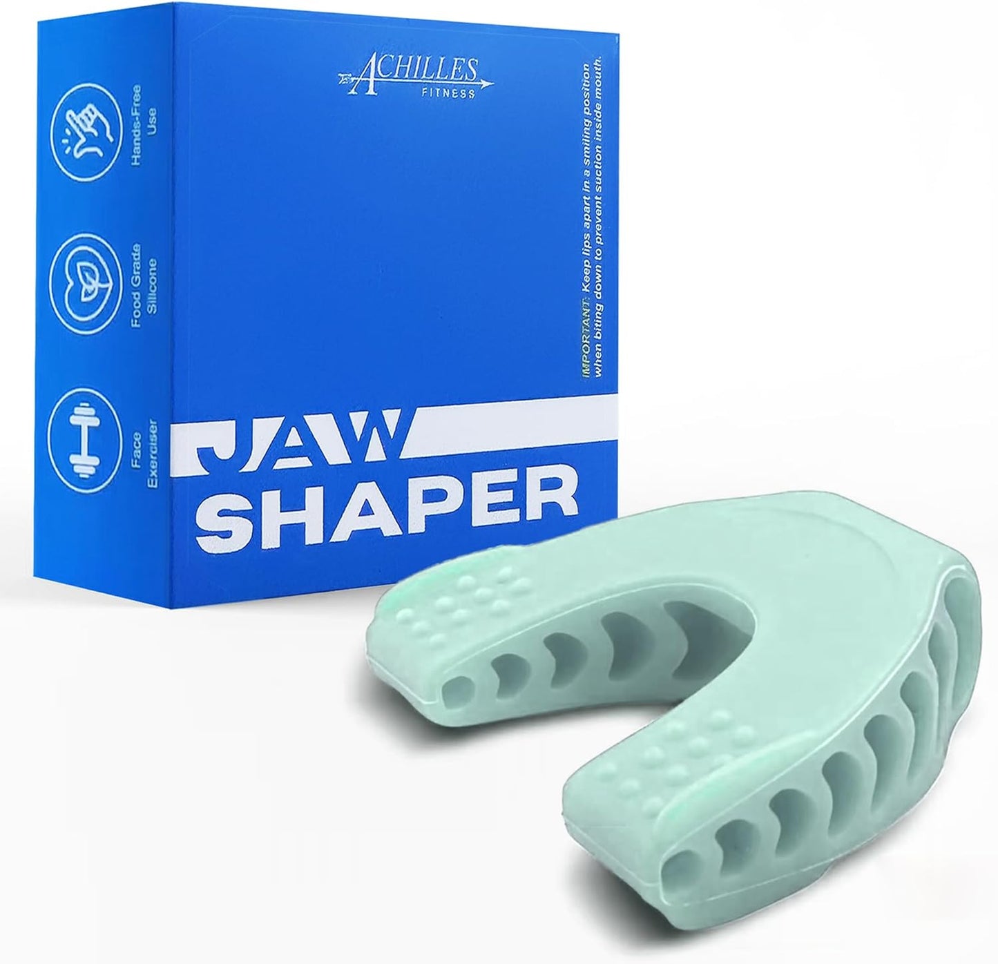 Achilles Fitness Double Chin Reducer Jaw Exerciser – Mint Green, 40LB Beginner Resistance, 1 Piece Jawline Sculptor and Face Slimmer for Women and Men – Ideal for Mewing Practice