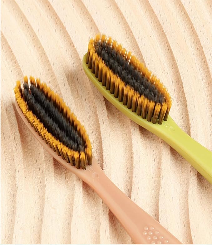 Adult Extra Soft-bristled Toothbrush‌ Bamboo Charcoal, Long Toothbrush Head,Periodontist Design Tapered Bristles for Sensitive Teeth & Receding Gums.【Extra Soft bristles, 5 Count (Pack of 1)】