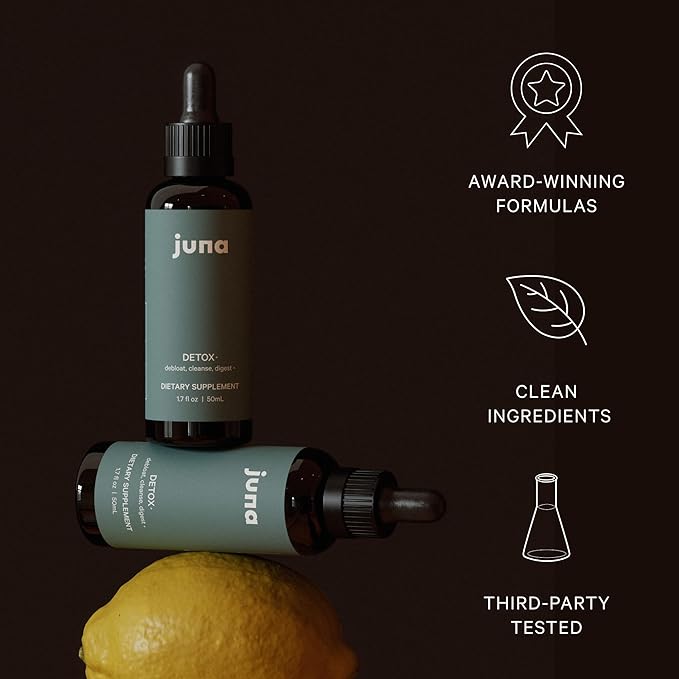 Juna Chlorophyll Liquid Drops (2-Pack) - 3X Potency Concentration - Detox, Debloat, Cleanse, Internal Deodorant, Energy & Cellular Support Supplement - Fresh Minty Lemon Taste