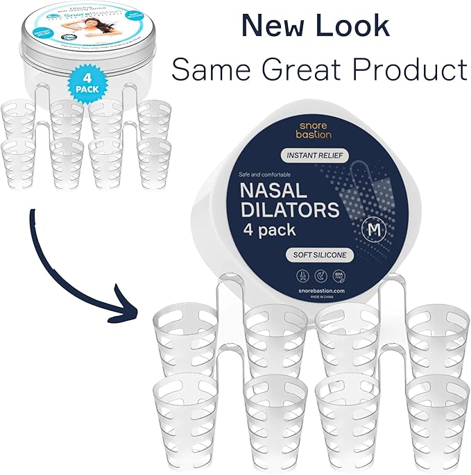 Nasal Dilators for Sleeping - 4 Medium (M) Anti Snoring Nose Vents - Soft Silicone Snore Stopper - Snoring Solution - Nasal Cones to Stop Snoring