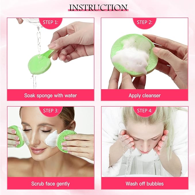 Patelai 120 Pieces Compressed Facial Sponge for Estheticians Face Makeup Removal Cleansing Sponge Pad Exfoliating Spa Wash Round Facial Cleansing Pads Supplies(Green)