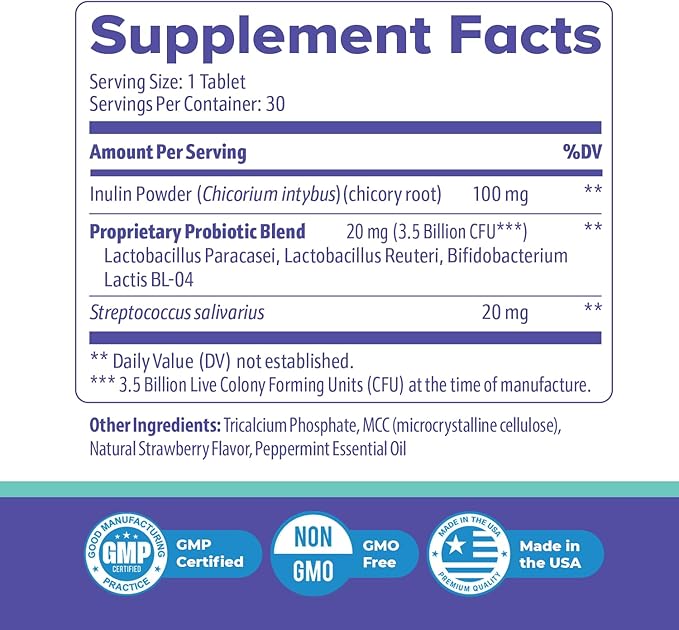 GumAktiv Oral Health Supplement – 3.5 Billion Probiotics, Supports Natural Oral Balance, Cleanses Mouth, Promotes Healthy Gums & Teeth, Non-GMO, Gluten-Free | 30 Tablets, 6 Month Supply