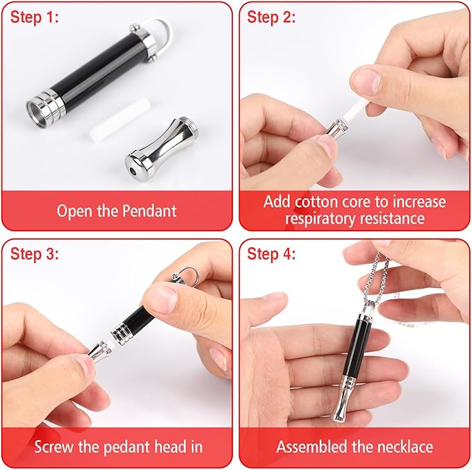 Breathe Free Necklace | Smoke-Free Breathing Aid with 7 Flavored Cartridges for Relaxation, Mindfulness, and Oral Comfort | Reusable Sensory Device for Calm and Focus