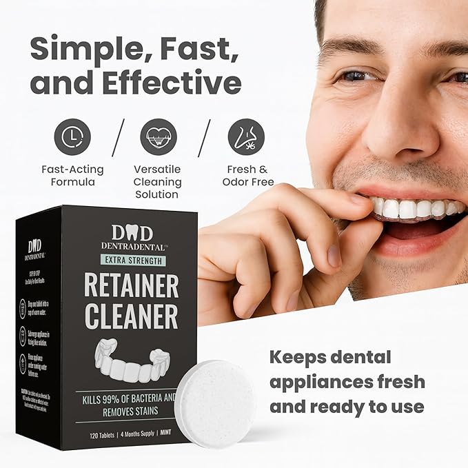 120 Count Retainer Cleaner Tablets for Aligner, Mouth Guard, Night Guard and More. Cleaning Tablets for Ultrasonic Cleaners - Fresh in 3 Minutes - 4 Month Supply - Mint