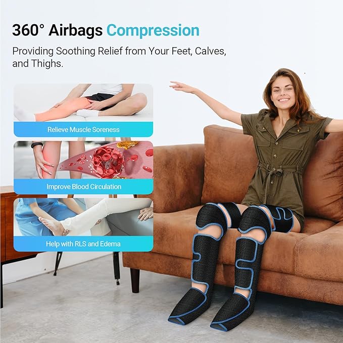 Leg Massager with Heat, FSA Eligible HSA Air Compression Leg Massager for Blood Circulation and Pain Relief,Muscle Fatigue,Cramps,Swelling and Edema