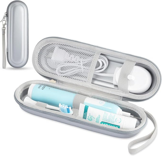 TYSORETY Toothbrush Travel Case for Oral B/Oral-B Pro 1000 1500 5000 7000 & Philips Sonicare 4100 1100 5300 5100 6100/iO Electric Toothbrush, Hard Protective Storage Bag (Silver-2)