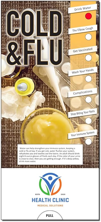 ZOCO - Cold and Flu Slide Chart - Custom Promotional Item (Pack of 250) - Healthy Habits - Doctor’s Office, Clinics, Pharmacies Handout, Brochure, Pamphlet - 3.75 x 8.5 in.