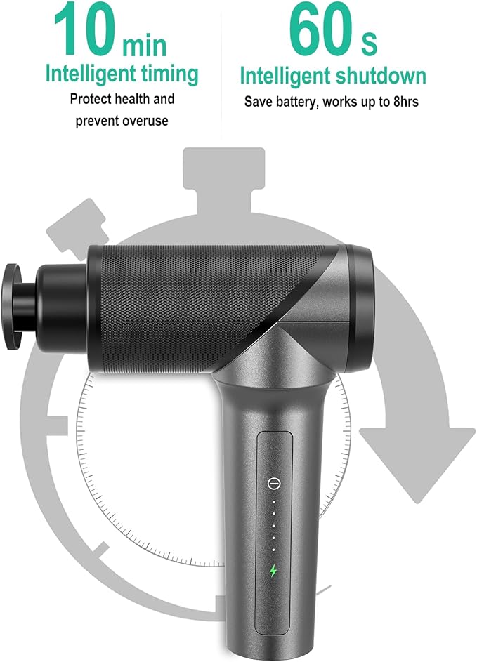 Medcursor Massage Gun, High Intensity Brushless Motor, Handheld Percussion Deep Tissue Massager with 6 Massage Heads for Sore Muscle and Stiffness (Gray)