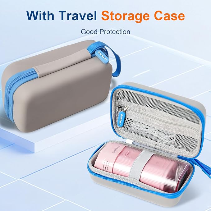 Portable Water Flosser for Teeth with Exquisite Travel Case, Cordless Rechargeable Mini Oral Irrigator with Removable Tank, IPX7 Waterproof, 4 Modes & 4 Jet Tips for Tooth Cleaning (Pink)
