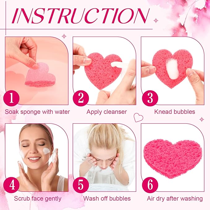 Loopeer 96 Pcs Compressed Facial Sponges with Container Disposable Face Sponge Pads for Washing Face Cleansing Exfoliating Esthetician Makeup Removal (Pink)