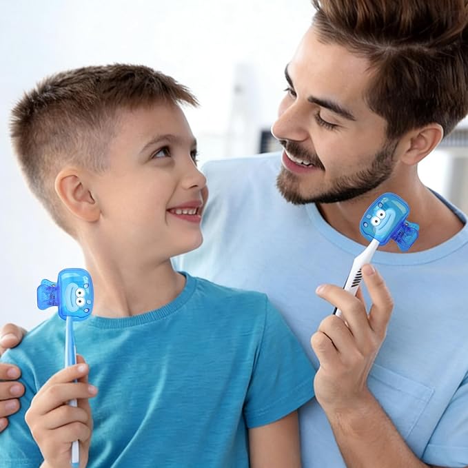 Upgrade Travel Toothbrush Head Covers Toothbrush Protector Cap Brush Pod Case Protective Portable Plastic Clip for Household Travel, Bathroom, School, Camping, Business (Q, 2 Pack)