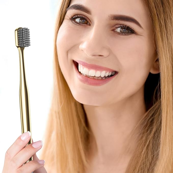 Z-VAPRESS Gold Plated Luxury Toothbrush Soft Bristles Toothbrush Travel Toothbrushes for Adults Limited Luxury Gold Plated Toothbrushes