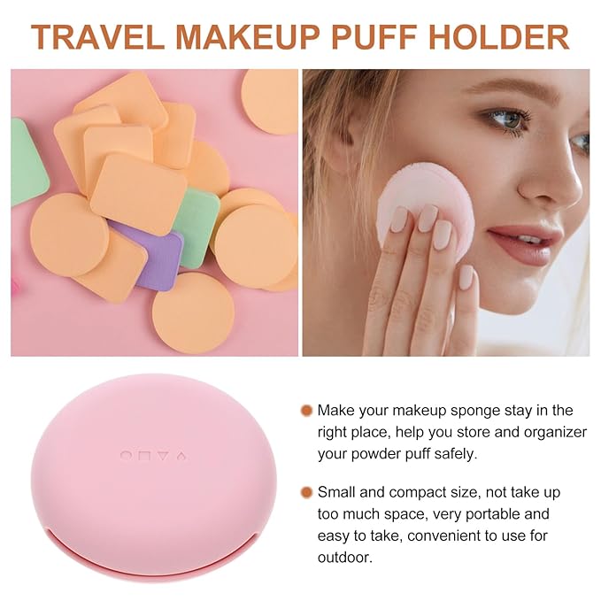 Beaupretty Portable Silicone Powder Puff Case Travel Makeup Sponge Holder Compact Storage Box for Women