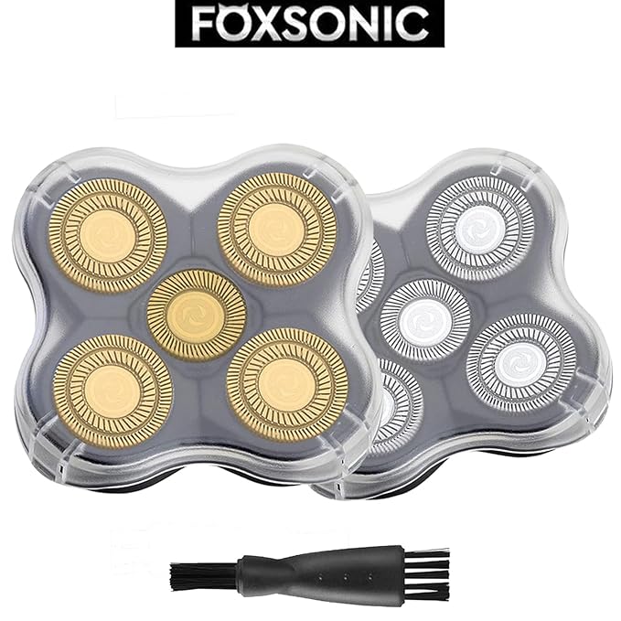 FOXSONIC 2 Universal 5 Blades Head Shaver Replacement Heads for Head Shaver, Head Shaver Replacement Blades