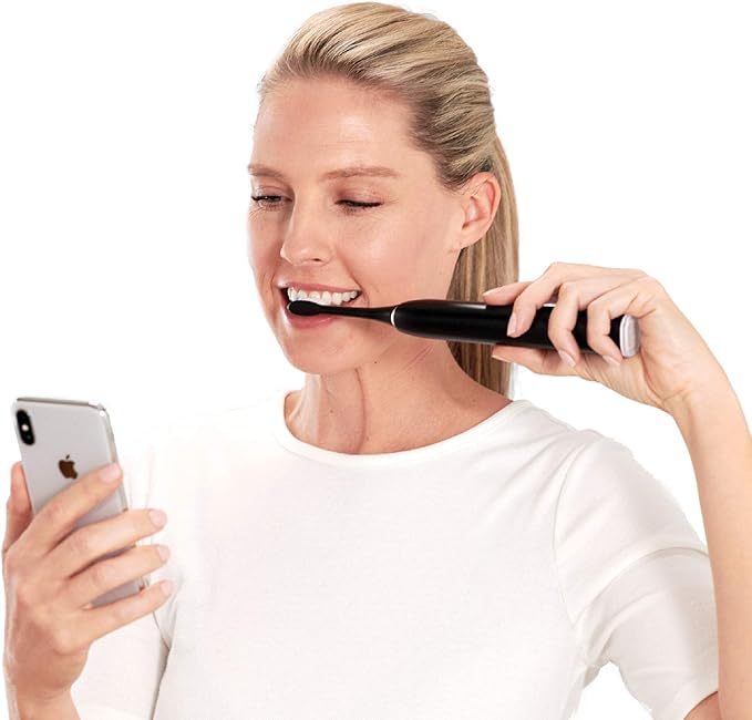 Blu Smart Electric Toothbrush, Sonic Power Toothbrush with Interactive Live Tracking App for Adults (Black)
