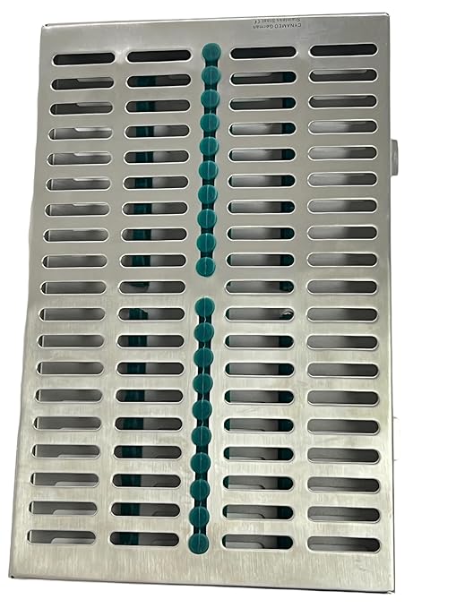 ArtLab-Dental Instrument Sterilization Cassette Rack Box (for 20 Pieces) for Dental Instruments Organizer and Dental Hygiene Sterilization Cassettes Rack Box (20 Slot -Green)