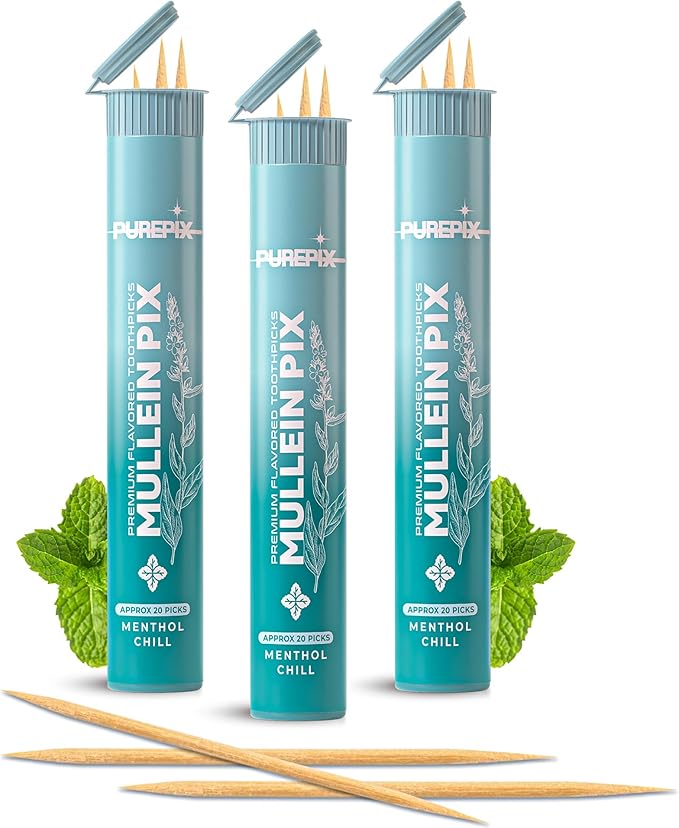 Mullein Pix Herbal Toothpicks - Menthol Chill 3 Pack