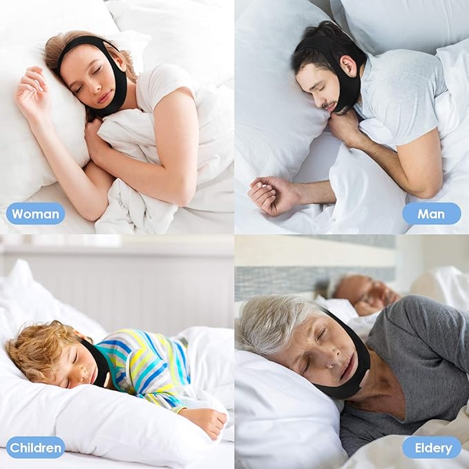 Chin Strap for Sleeping.Anti Snoring Chin Strap for CPAP Users,Adjustable and Breathable Chin Strap,Keep Mouth Closed for Effectively Reduce Snoring,Don't Fade,Skin Friendly Comfortable Sleeping